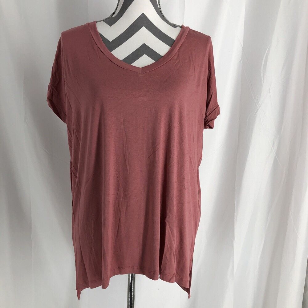 Angie Womens Small Tunic Tee Light Brick Red